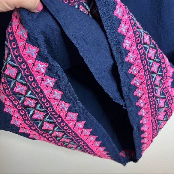 Vineyard Vines Navy Embroidered Dress Pink Geometric Cotton Linen Blend Size 4 - Picture 13 of 14